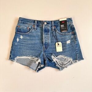 Levis 501 Premium Jean Denim Shorts Destroyed Size 28
